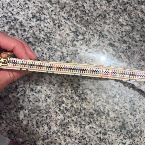 Dooney & Bourke Women's  Multicolor Logo Wristlet, Key charm & Rainbow Zipper - Picture 6 of 7